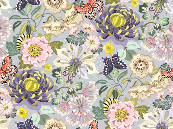 Pastel floral garden - large scale