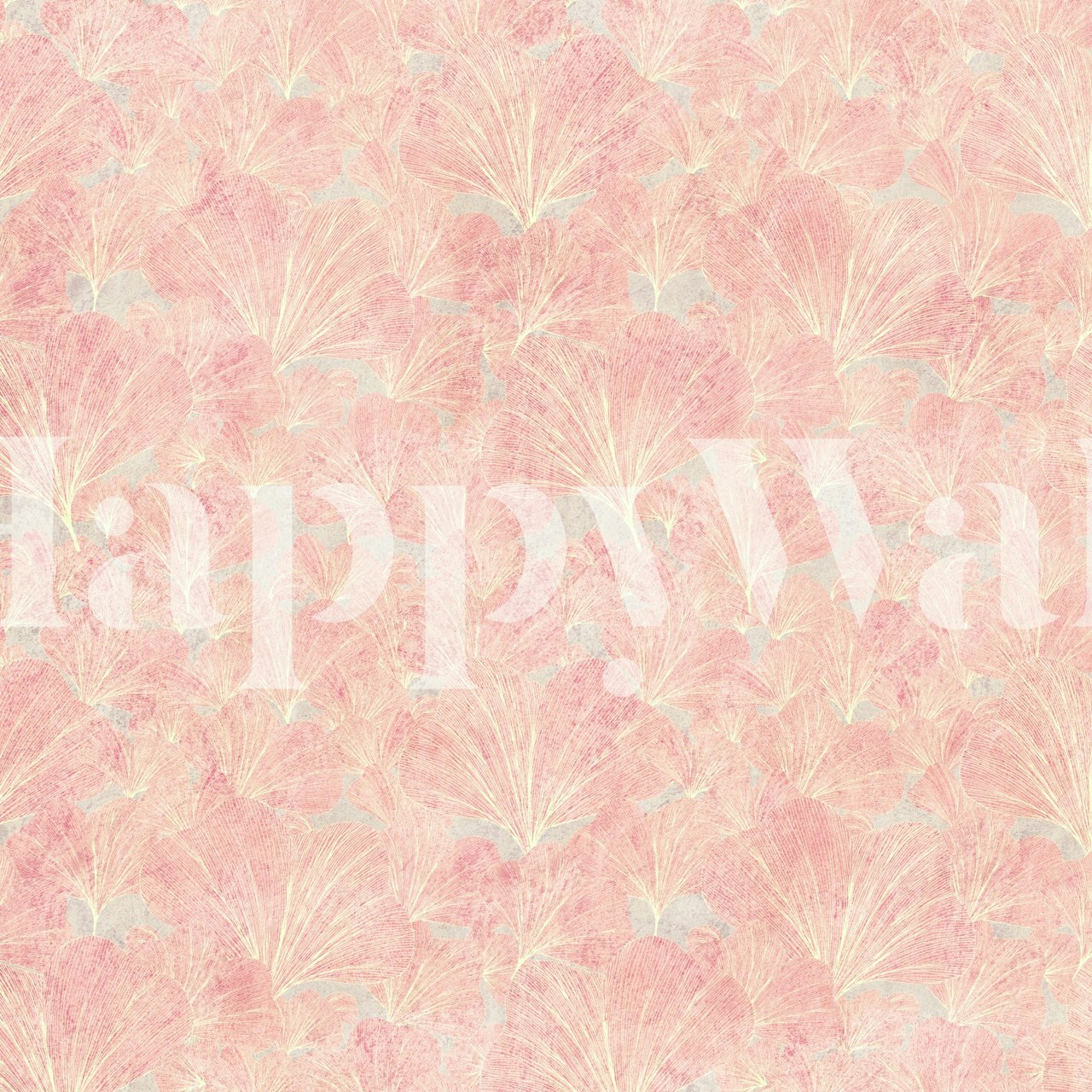 Pastel pink leaf pattern wallpaper with delicate detail