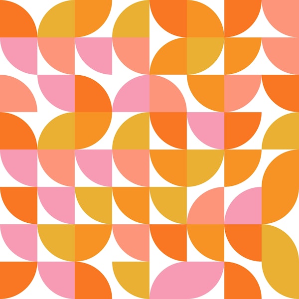 Retro Geometric Pattern - Pink and Orange
