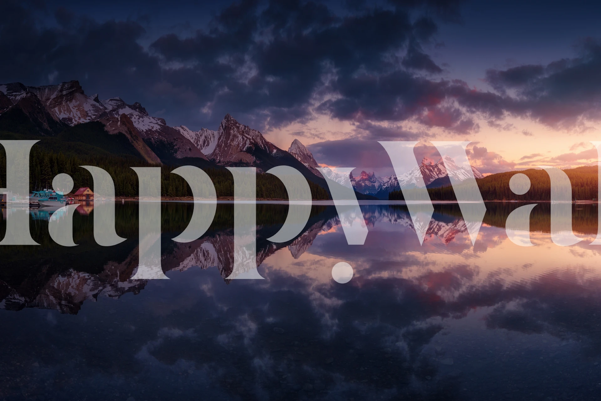 Maligne mountains wallpaper in a room