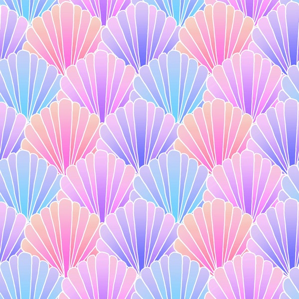 Pastel rainbow seashell scallop