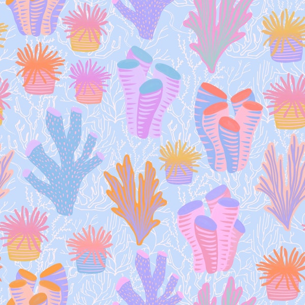 Pastel coloured coral reefs