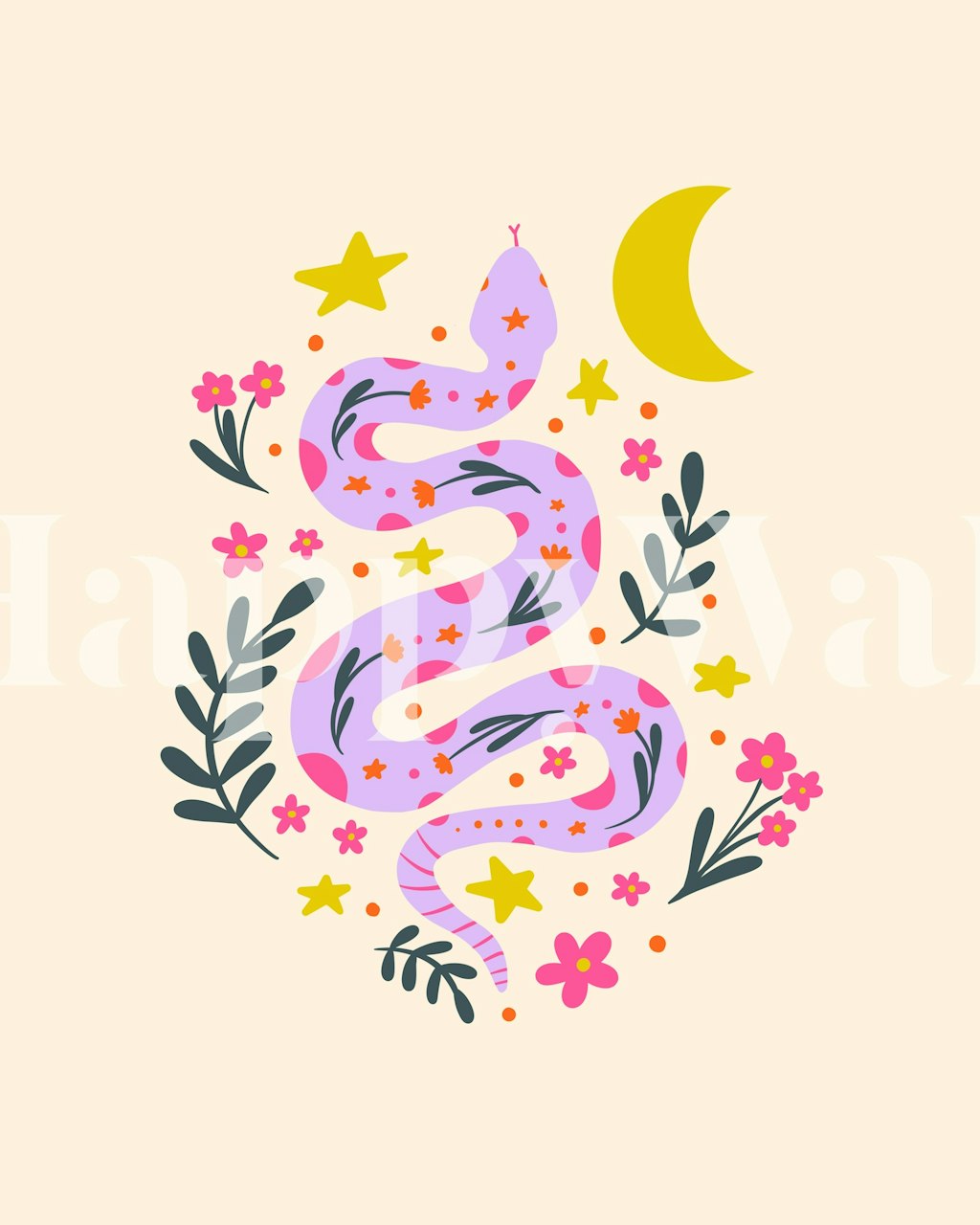 Lunar snake wallpaper design in a room