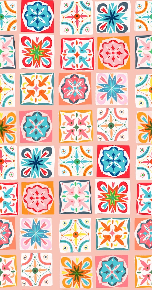 checkers azulejos pastel rose – small