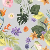 Exotic Jungle Blooms Pattern wallpaper