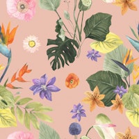 Vibrant Floral Jungle Pattern ταπετσαρία