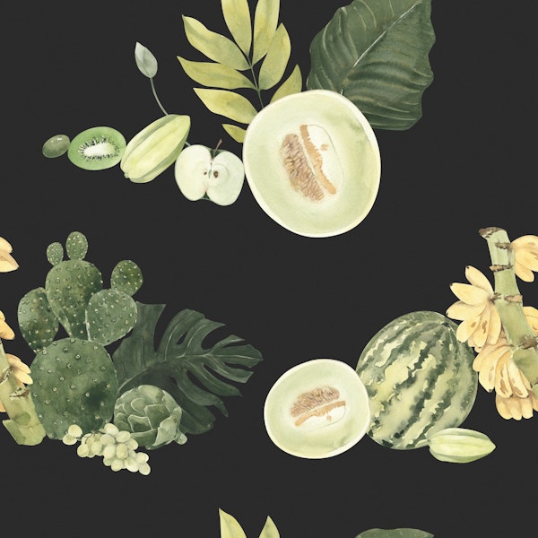 Botanical Cactus & Fruit Pattern