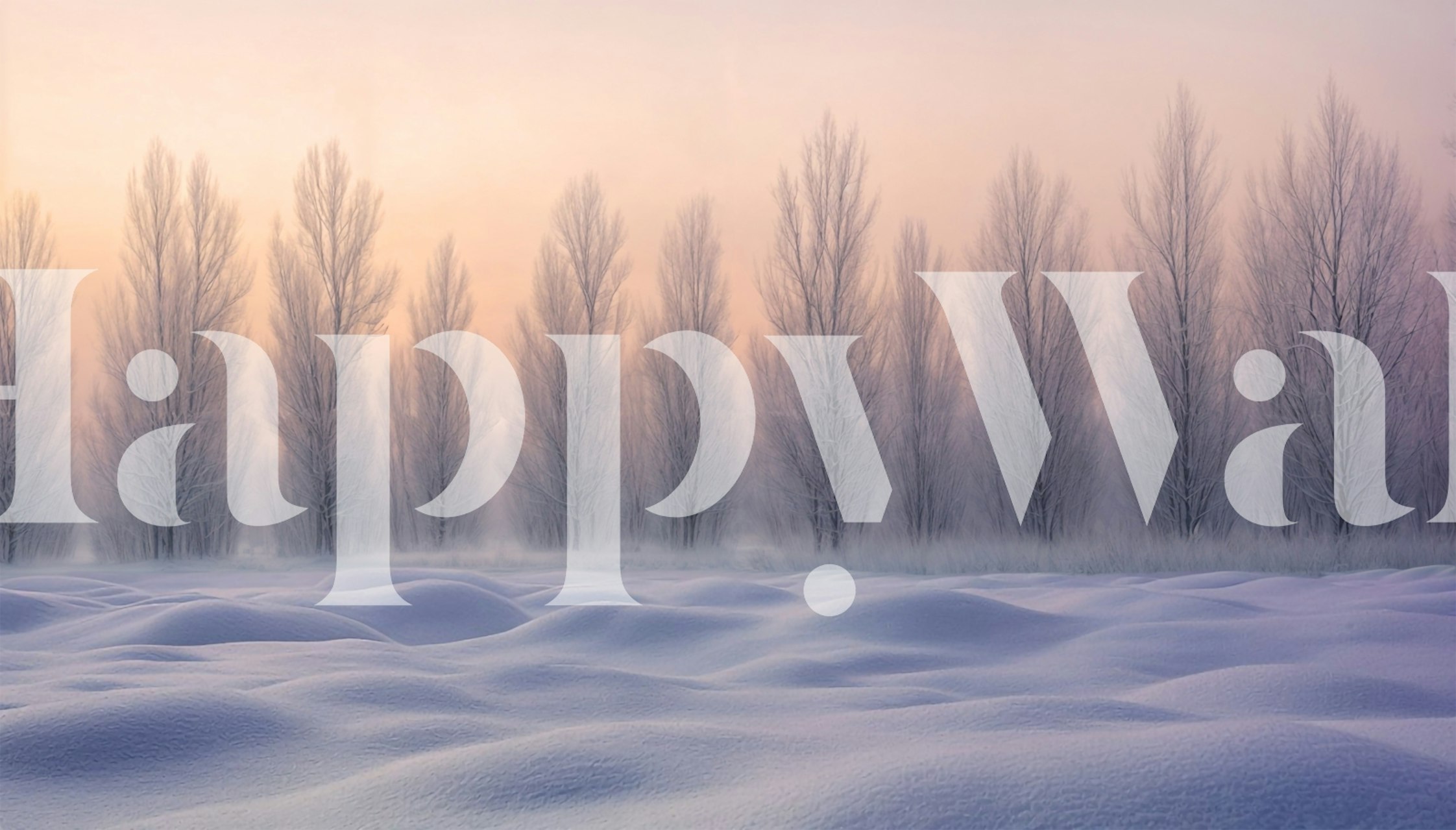 Snowy trees in a pastel winter landscape wallpaper