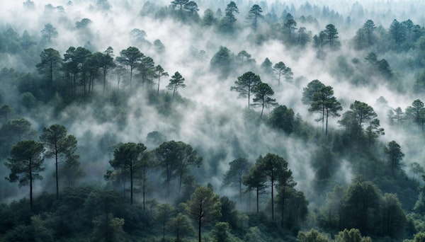Foggy Woodland Scene