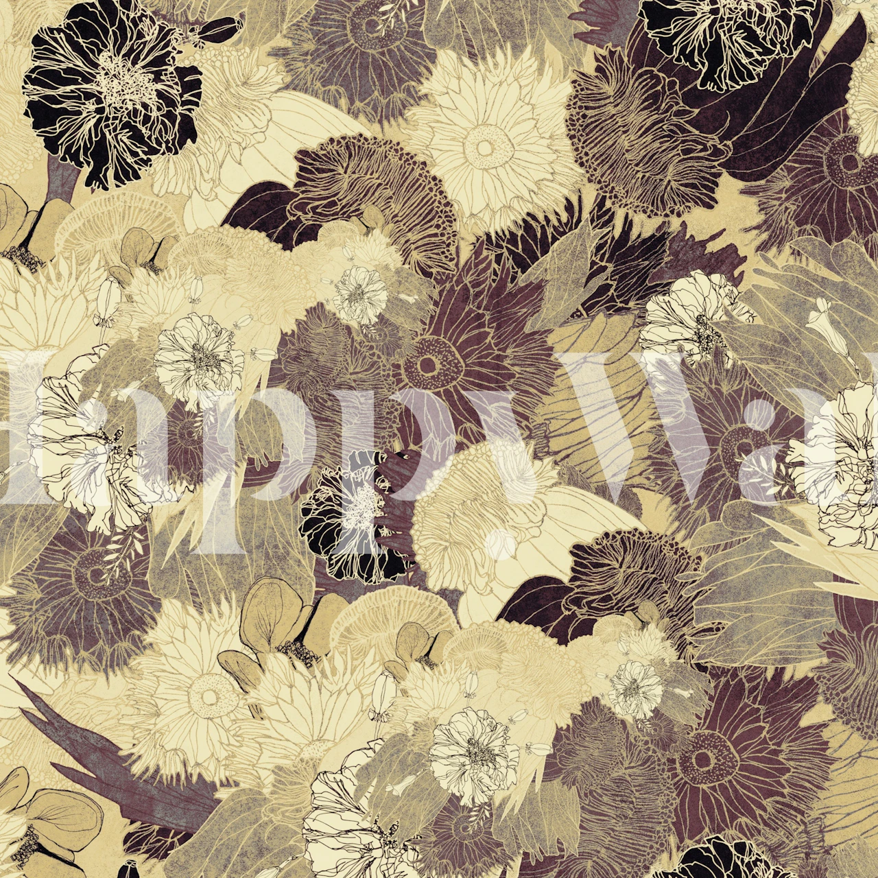 Design della carta da parati floreale in una stanza