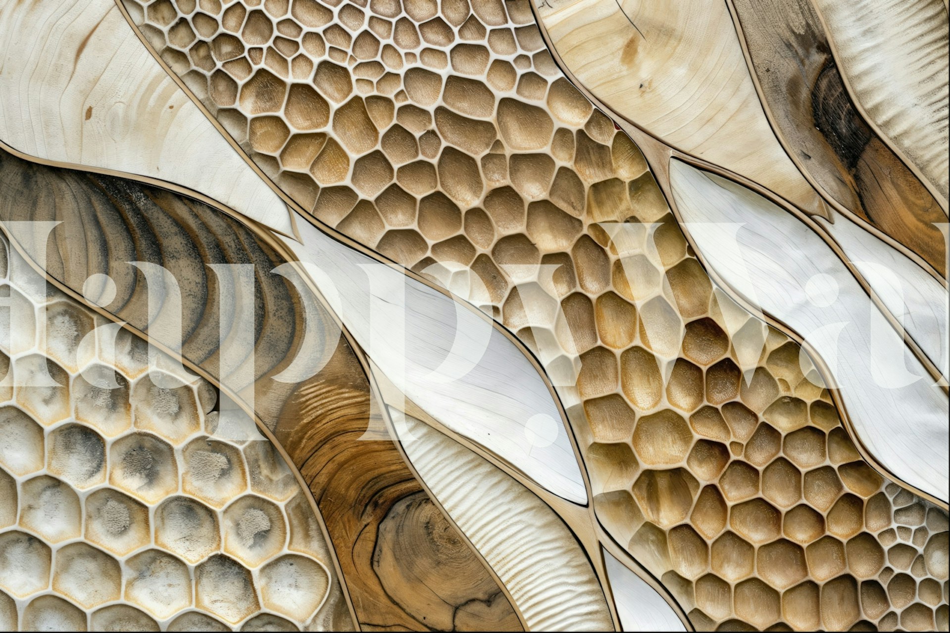 Tapeta Earthy Wooden Organic Collage w pokoju