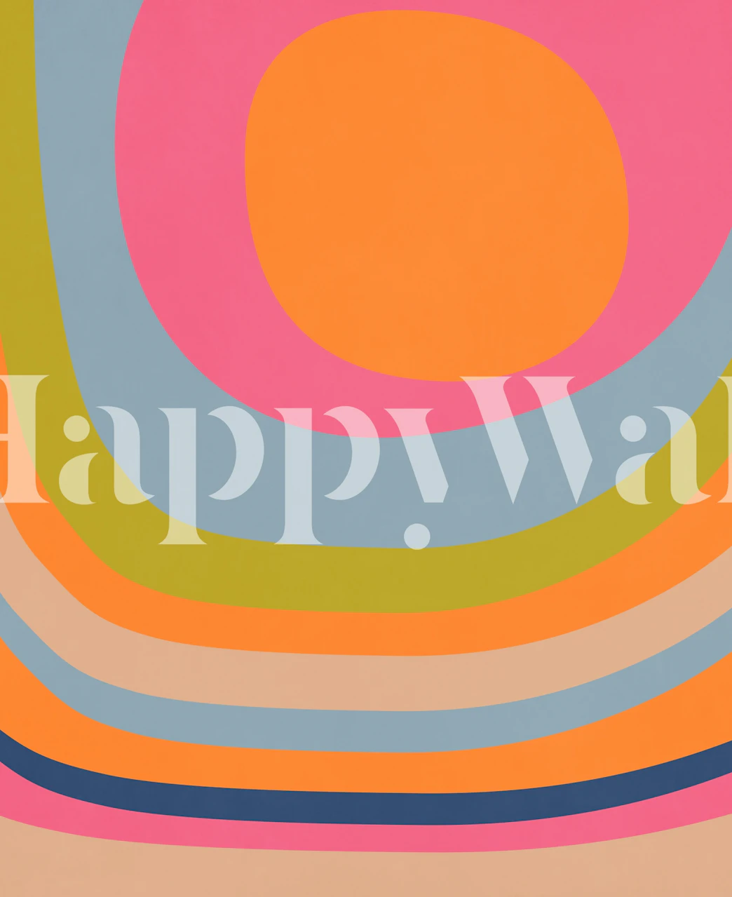 Retro Rainbow Waves wallpaper in a bright room