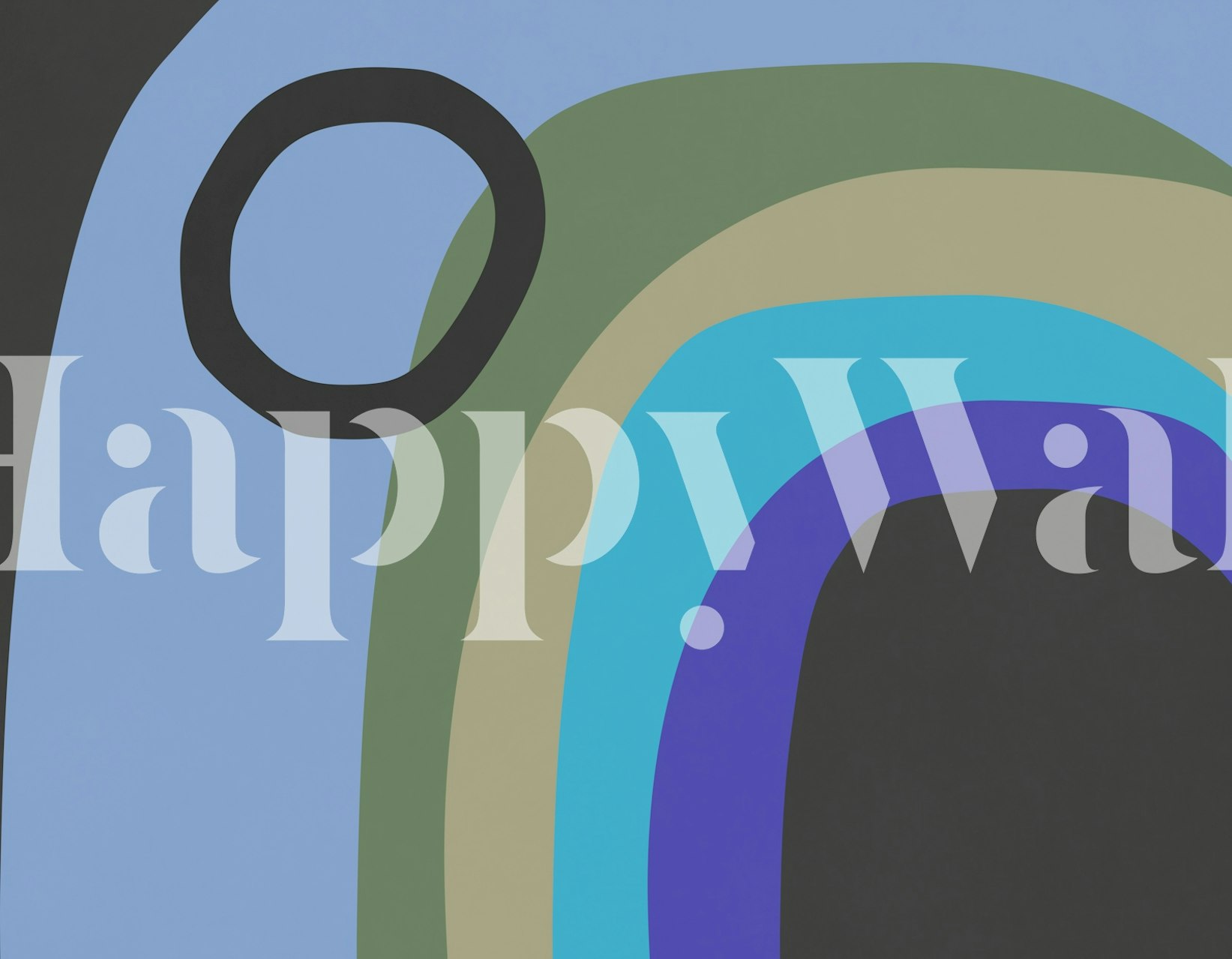 Papel de parede Retro Rainbow Flow em um quarto moderno