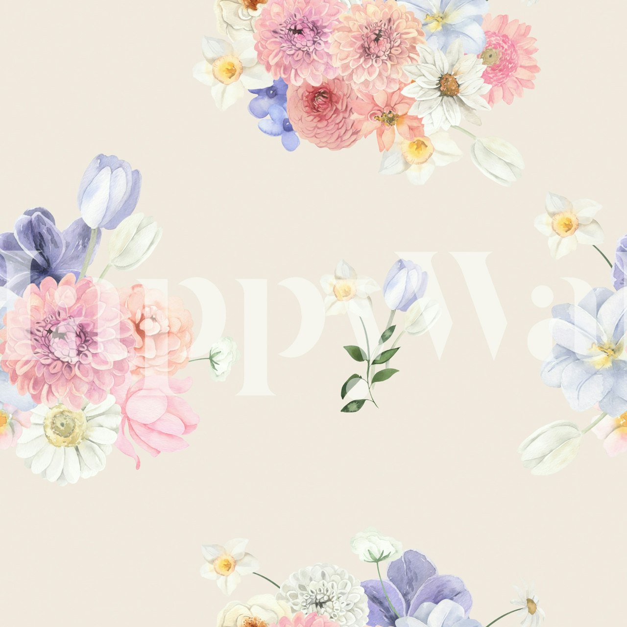 Soft Floral Bouquet wallpaper in a room