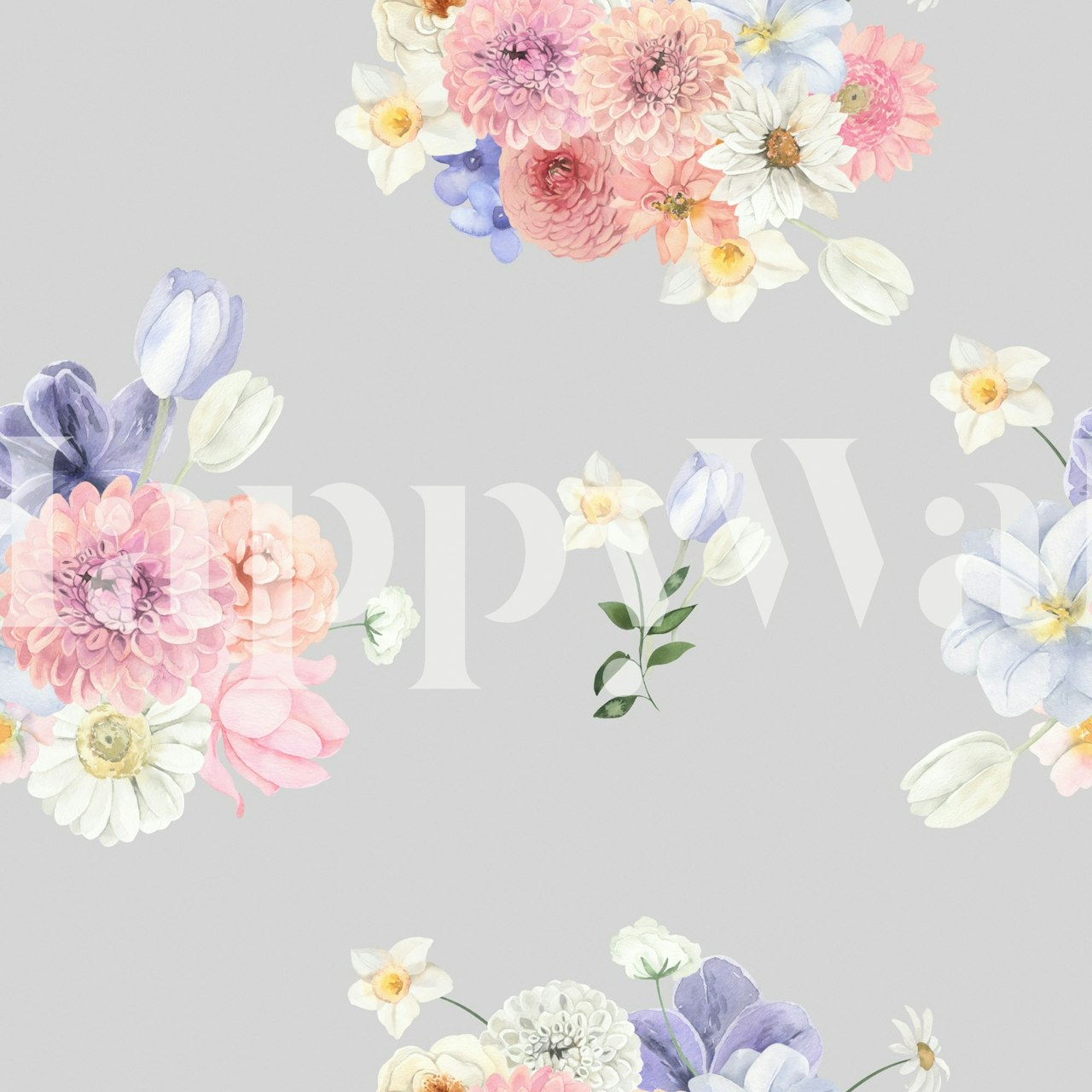 tapeta Elegant Pastel Flowers v pokoji