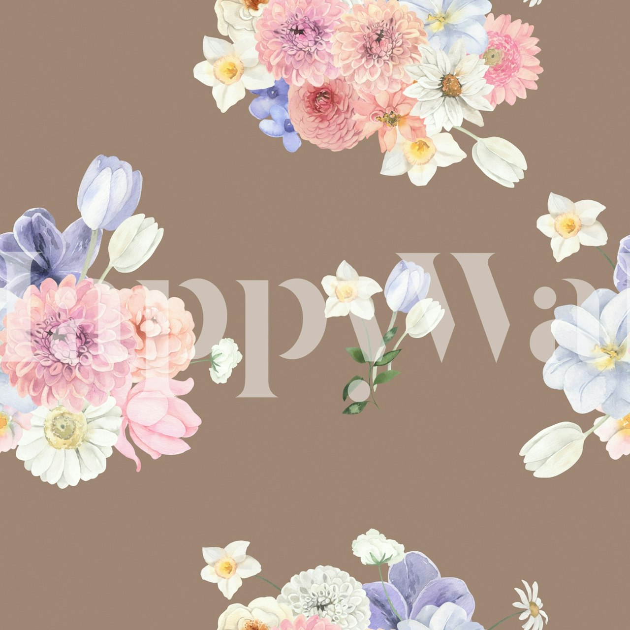 Delicate garden florals wallpaper in a room