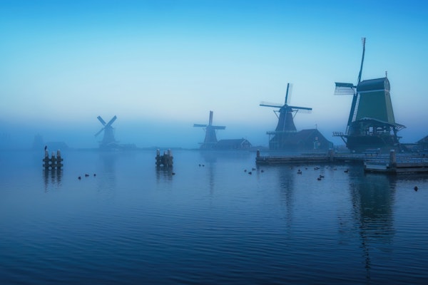 Serene Windmill Waterscape in the Netherlands