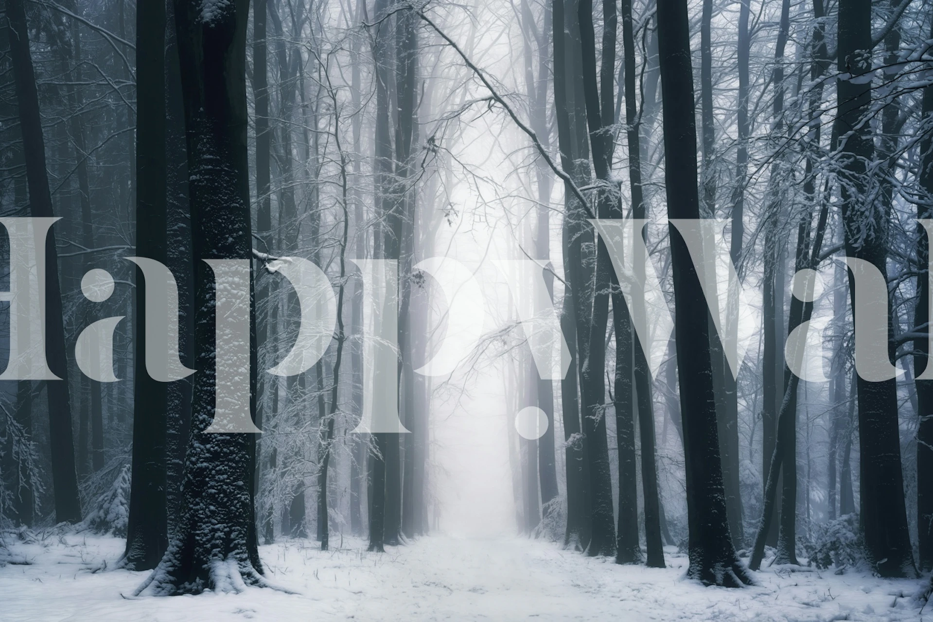 Mystical Winter Woodlands behang in een kamer