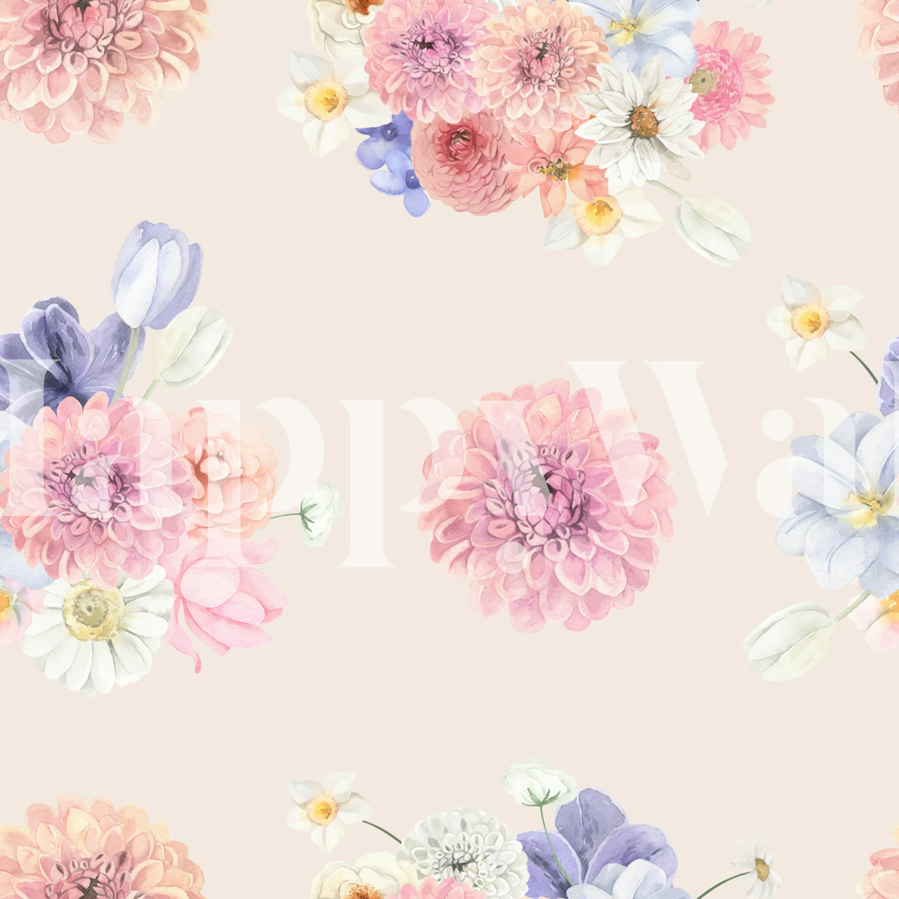 Pastel Bloom Symphony Tapete in einem Raum