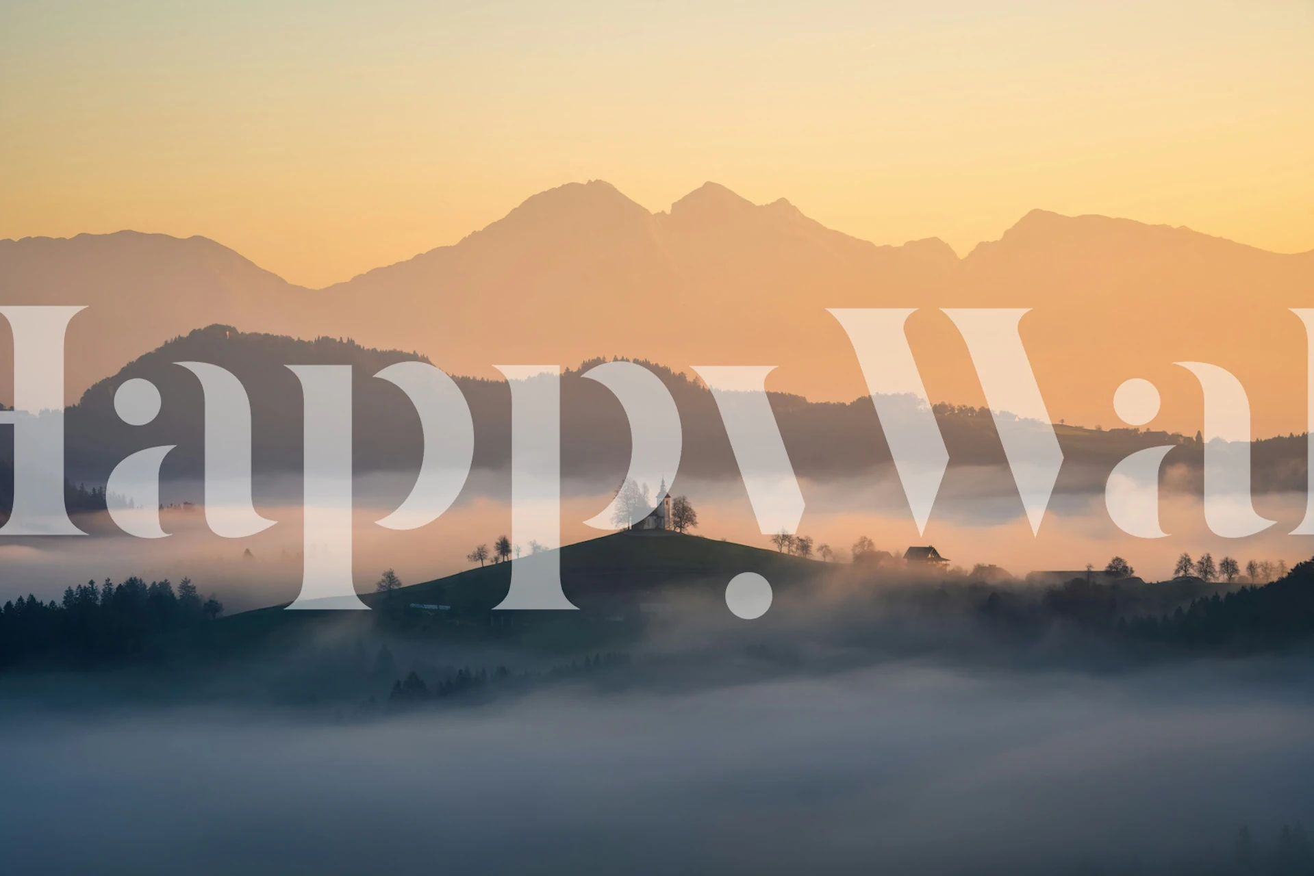 Golden Mountain Mist wallpaper in a room