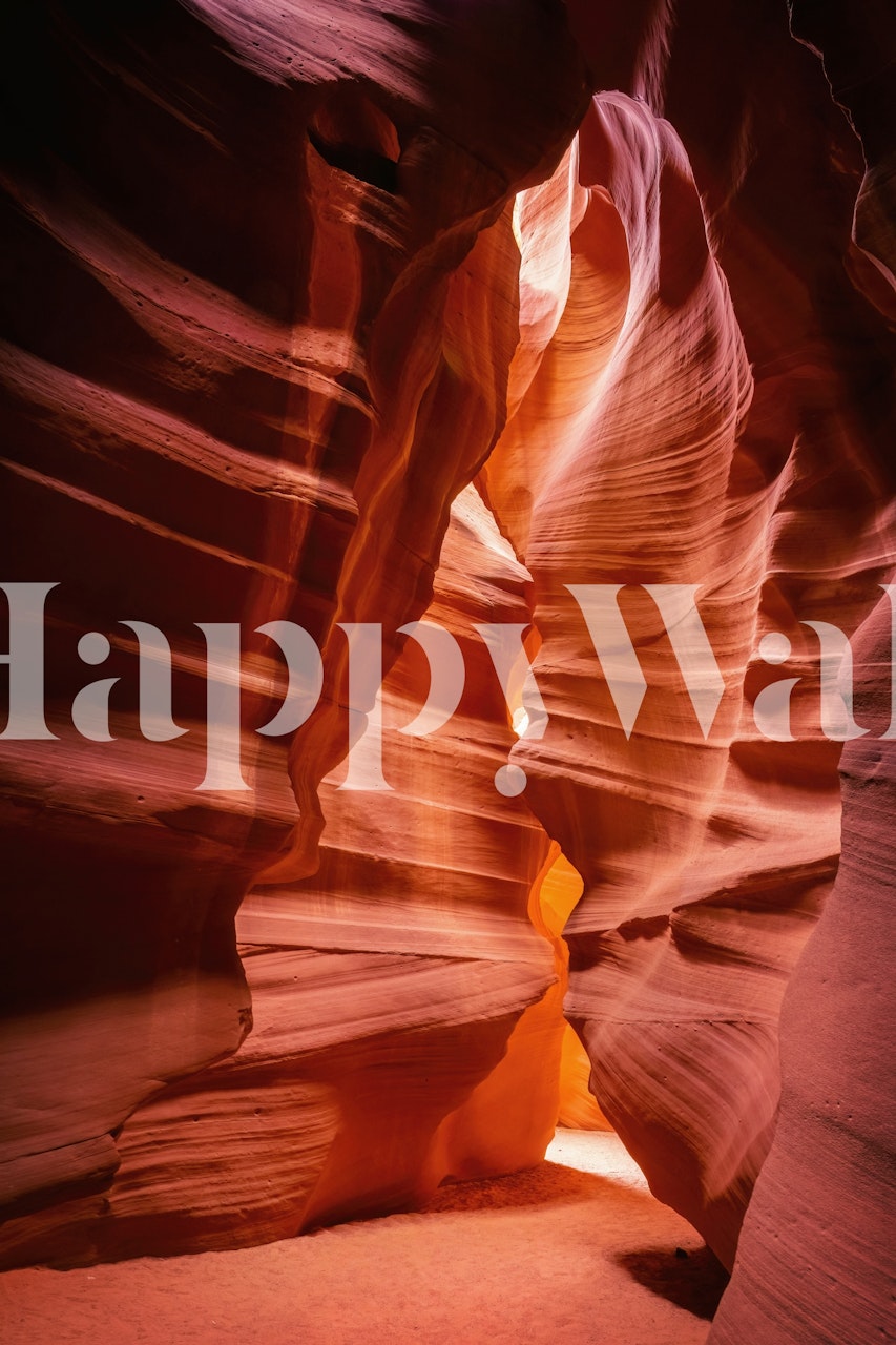 Orange and beige wave patterns in canyon wallpaper