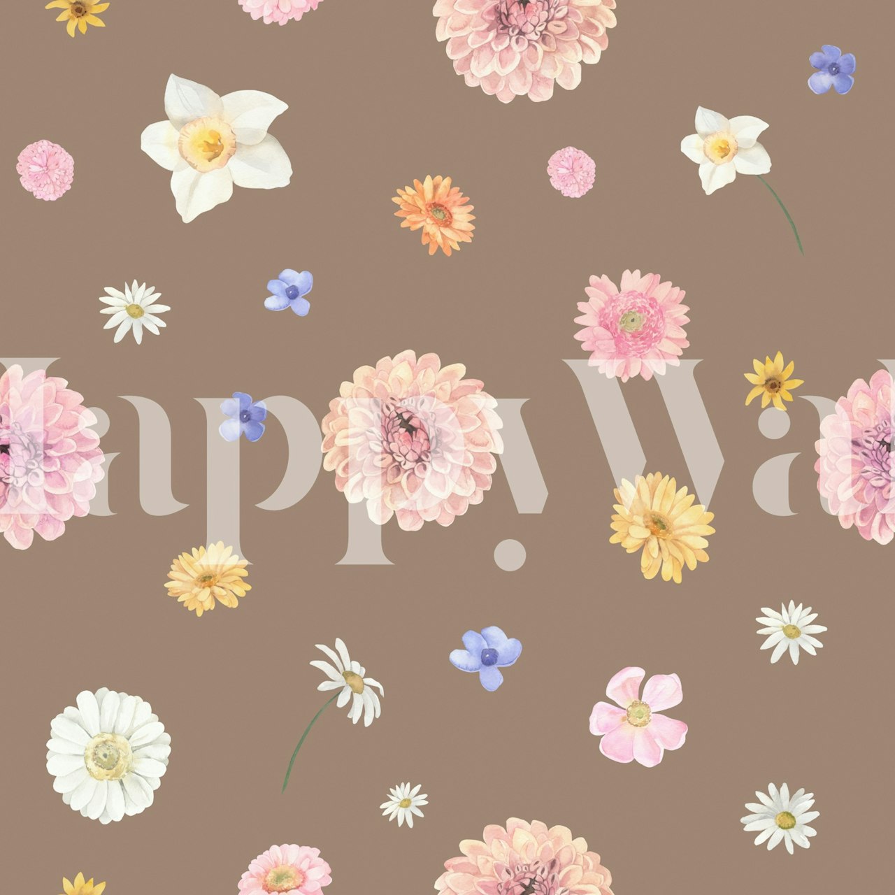 Fargerik blomster tapetdesign