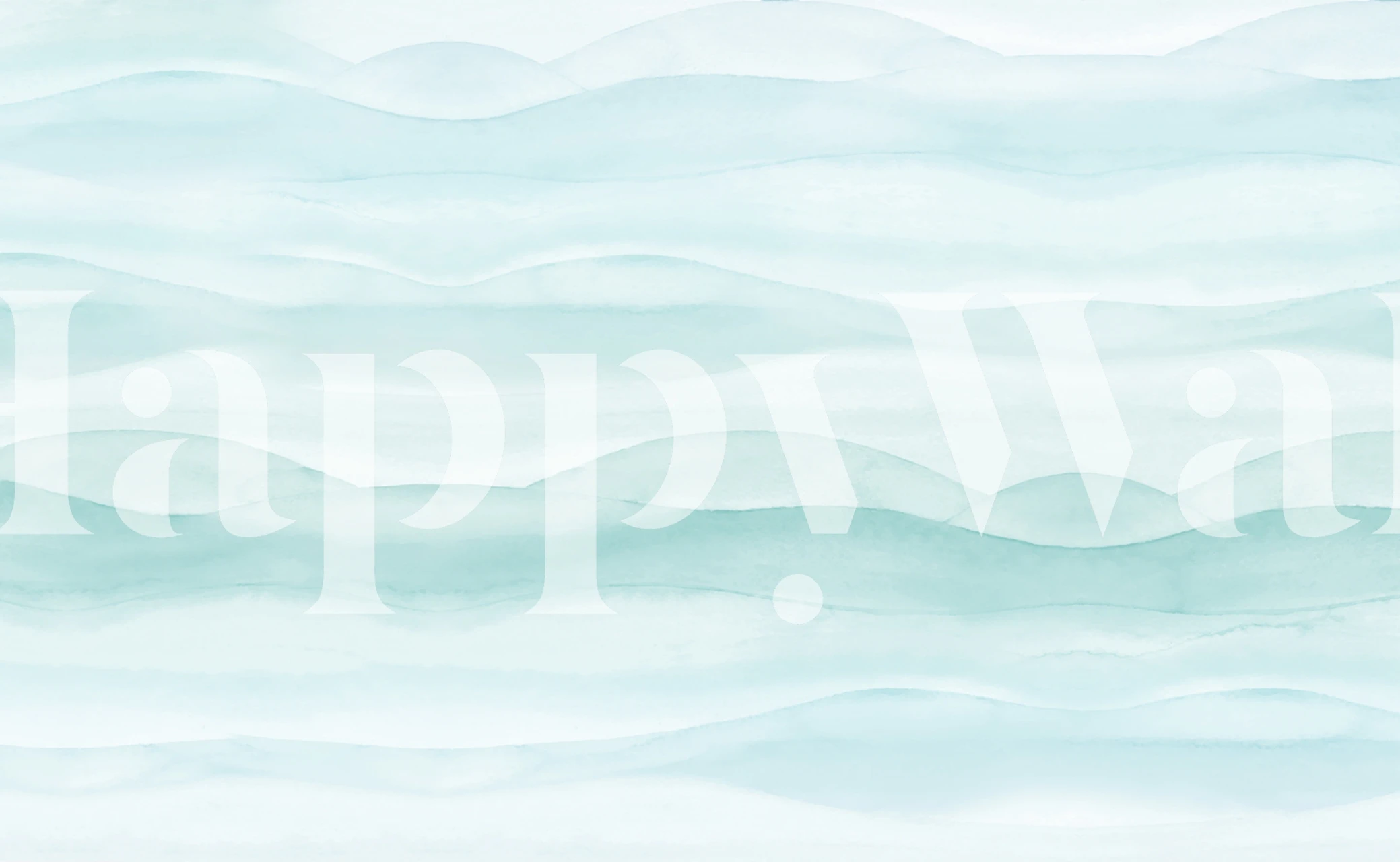 Aqua abstract watercolour waves wallpaper in a room