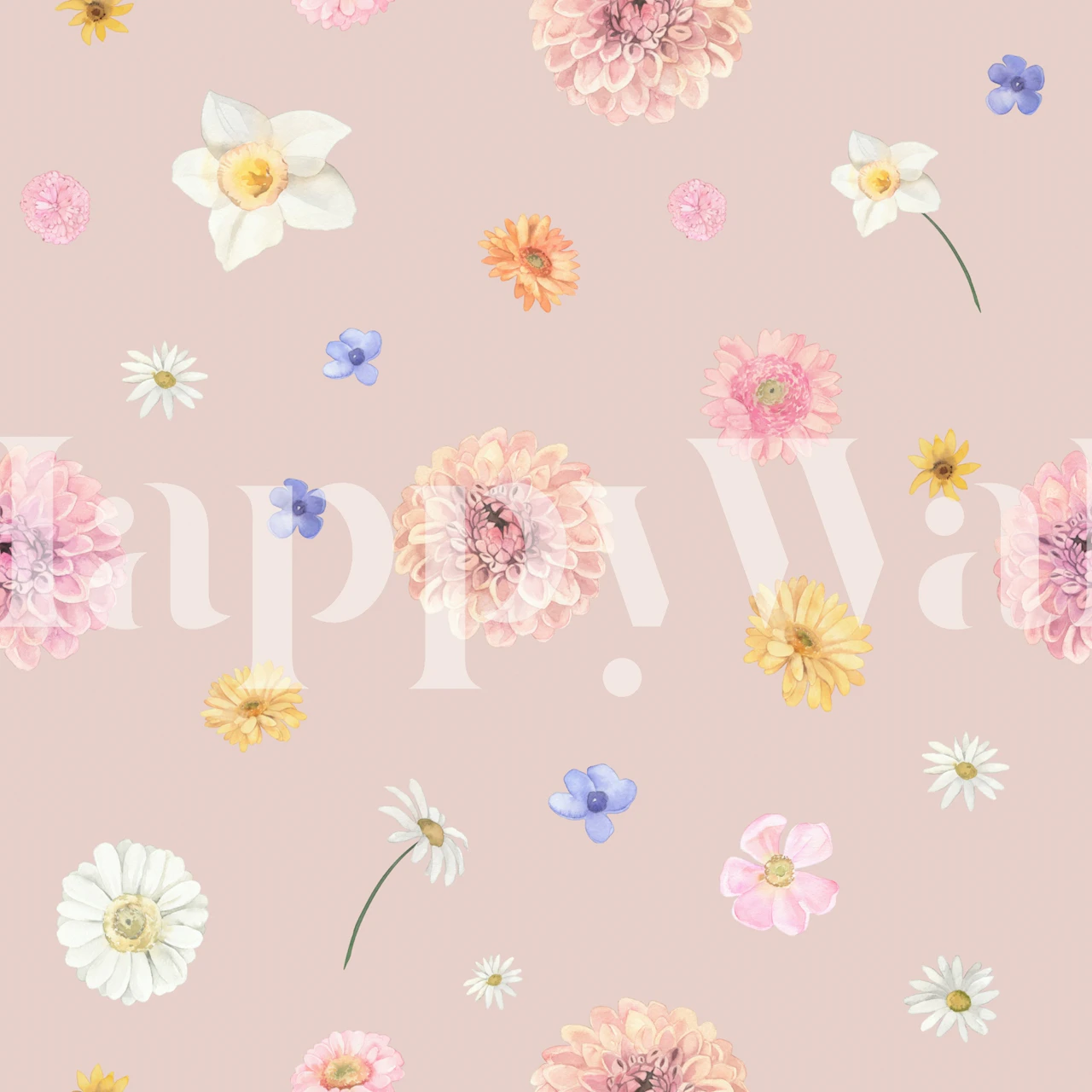 Tapeta Soft Floral Rain u sobi