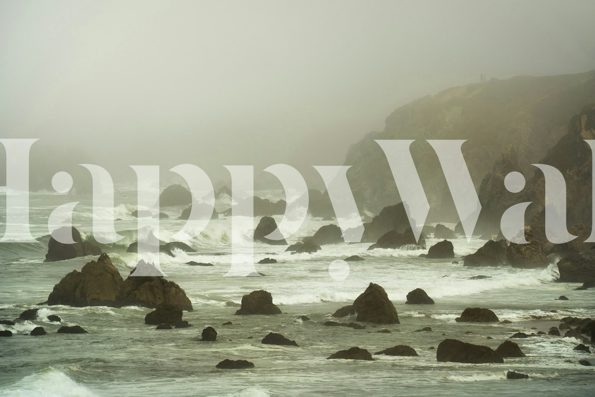 Foggy view of the Pacific Ocean on wallpaper