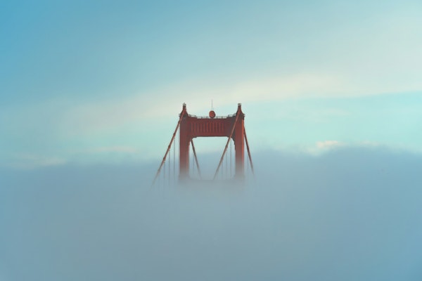 Golden Bridge in Soft Mist