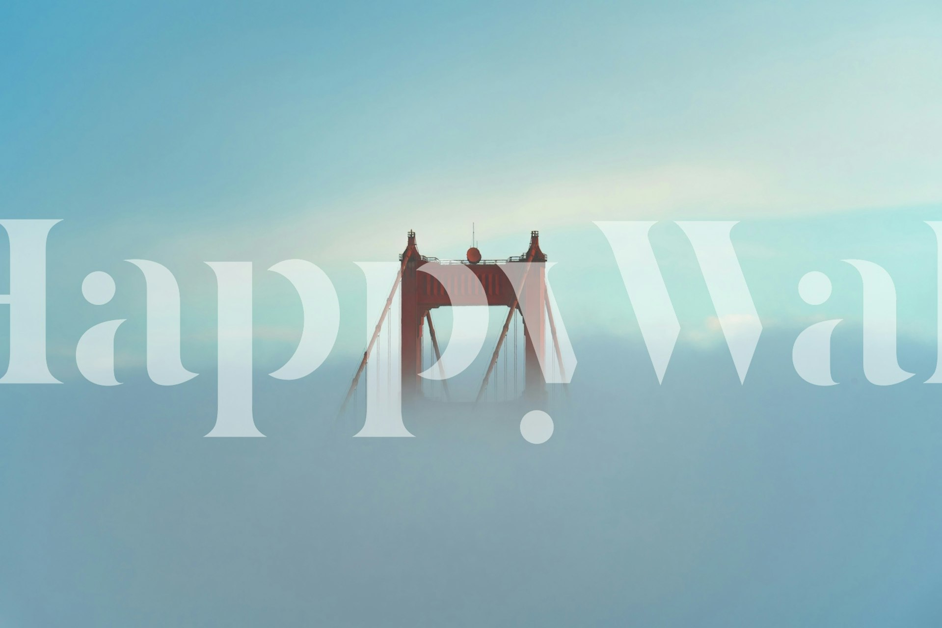 Golden Bridge in soft mist wallpaper displayed in a room