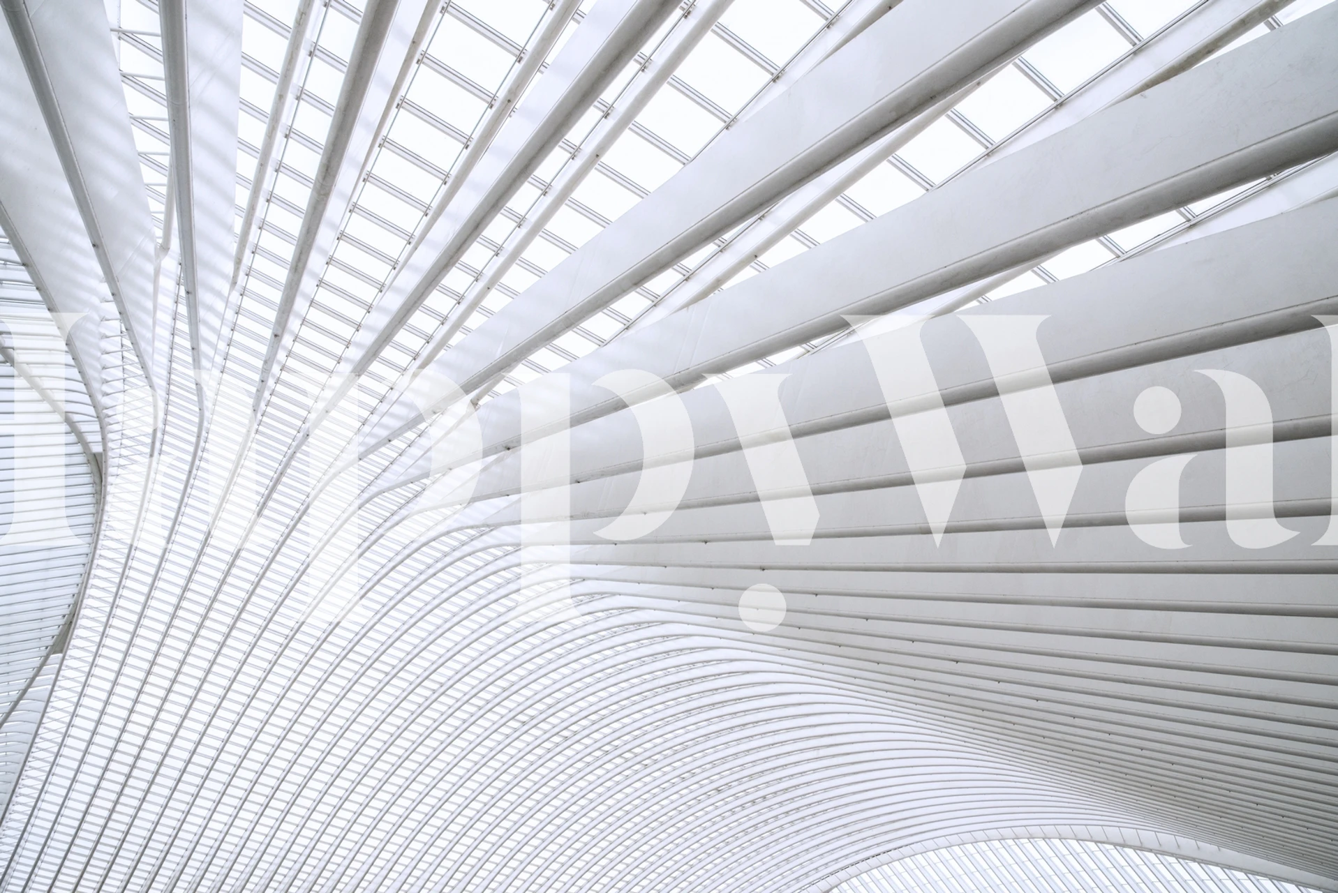 White geometric pattern with curved lines wallpaper