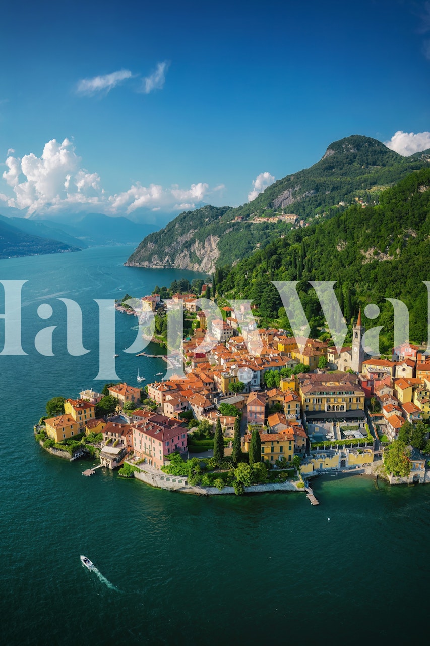 Italian Lakeside Charm wallpaper in a room