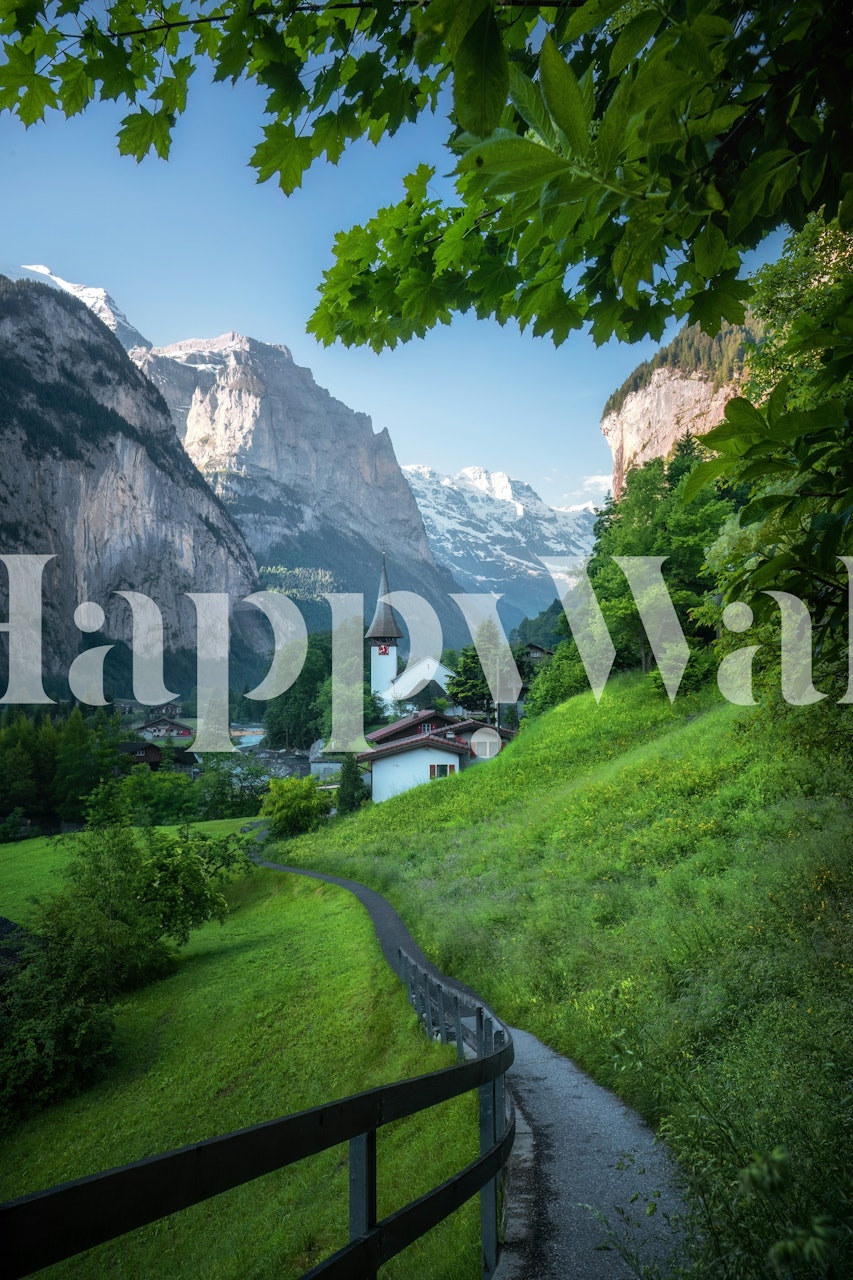 Lush Valley Vista wallpaper in a room