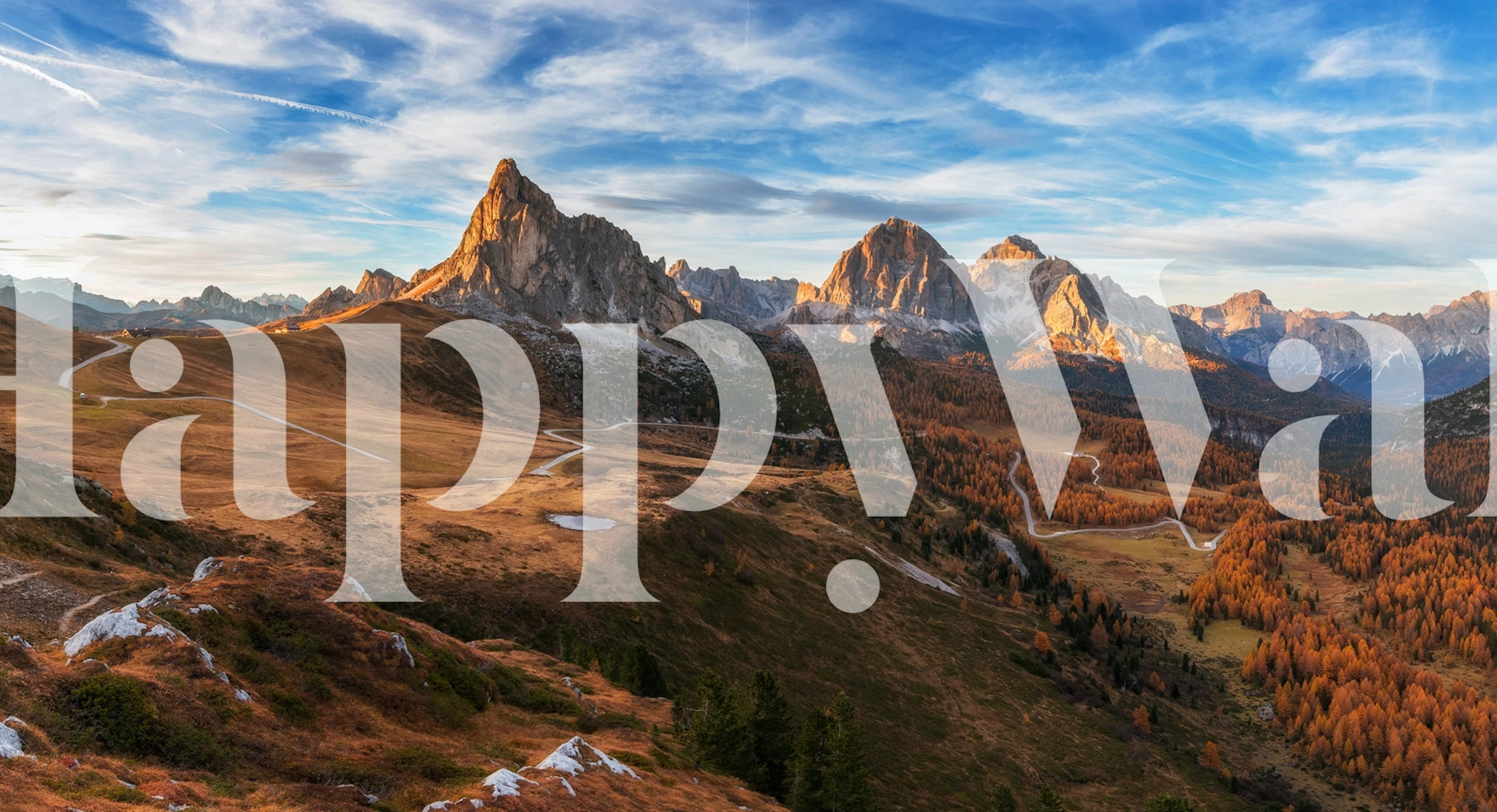 Autumn in Dolomites wallpaper in a room