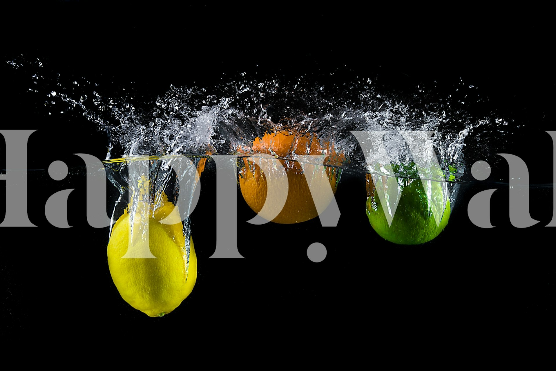Triple citrus splash wallpaper design