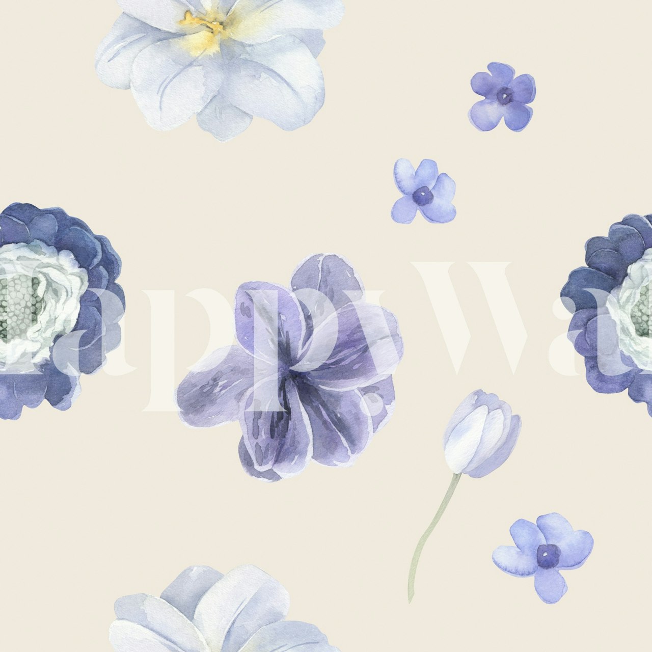 Tapeta Serene Violet Blue Bloom v místnosti