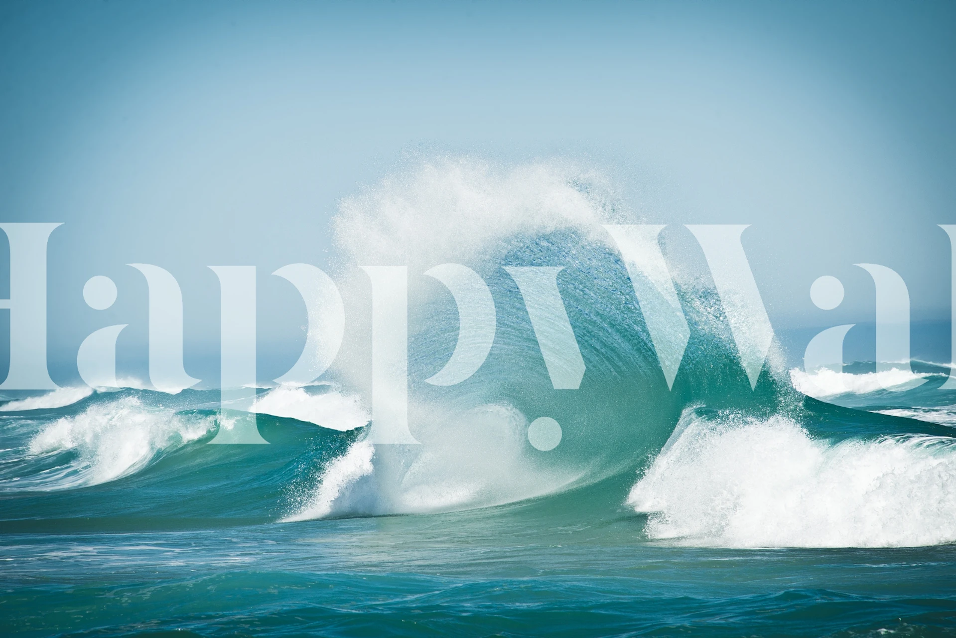 Ocean wave patterns in various blue shades wallpaper