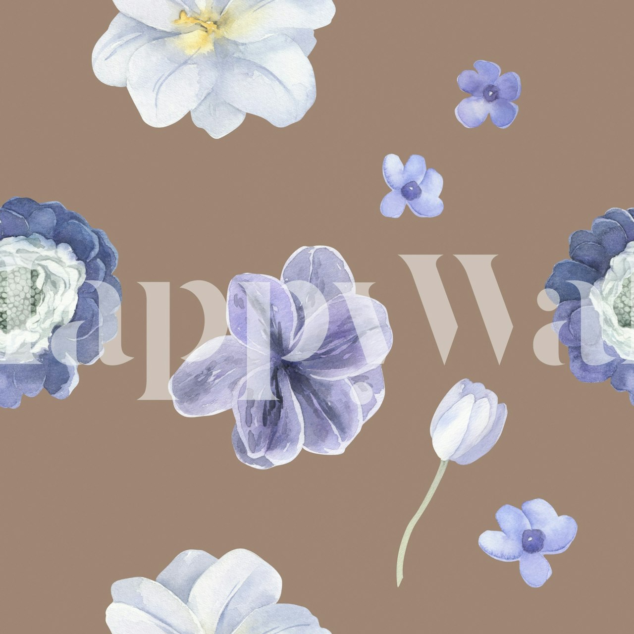 Tapeta Elegant Violet Blue Petals v místnosti