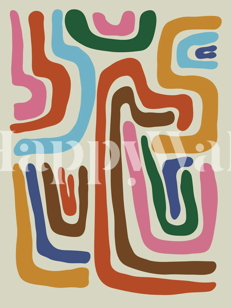 Barevná abstraktní tapeta v obývacím pokoji