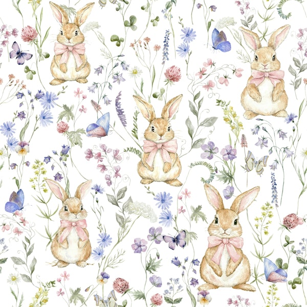 Whimsical Bunnies and Blooms