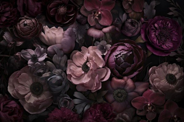 Lush Moody Flowers Baroque Grandeur Mauve