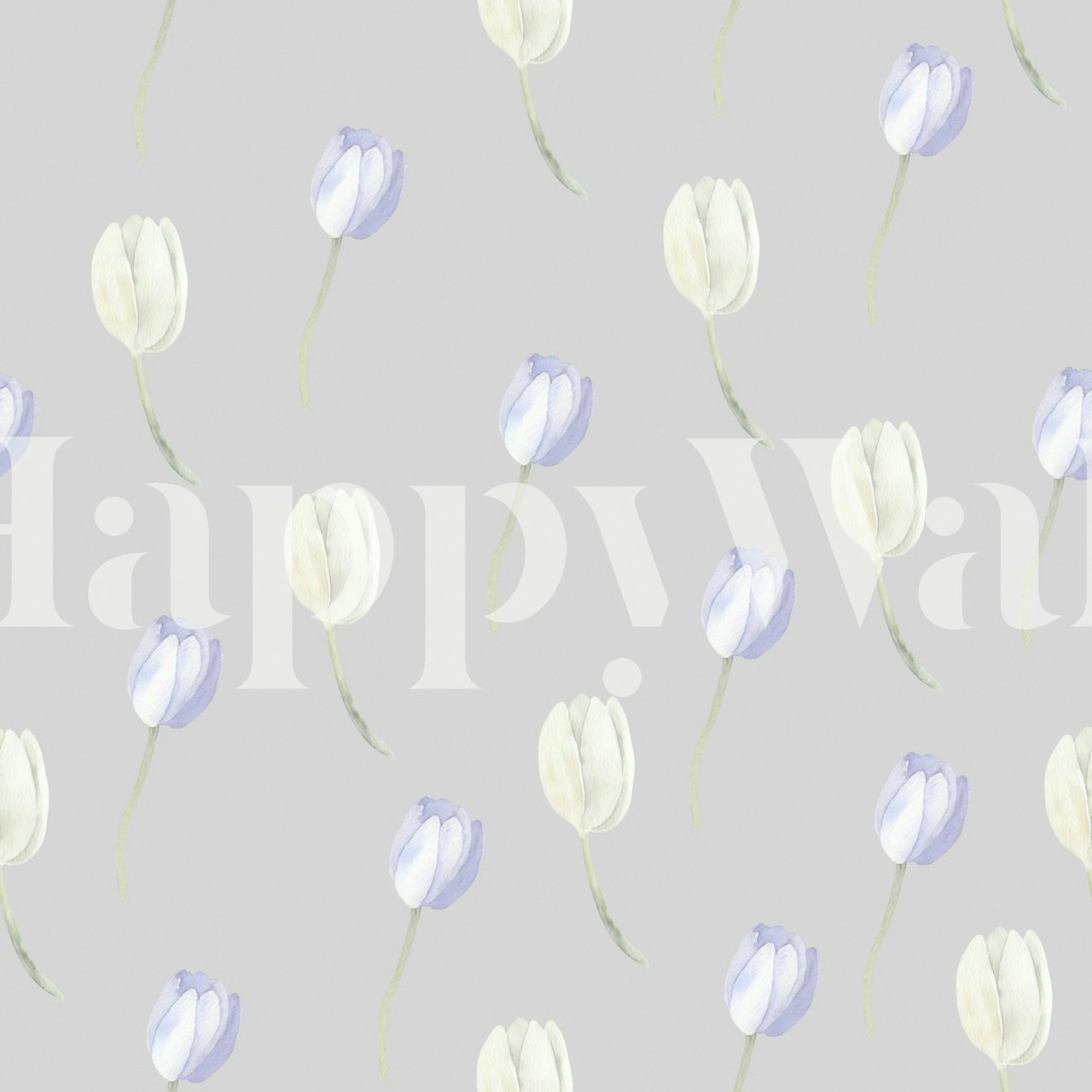 Carta da parati Scattered Tulip Charm mostrata in una stanza