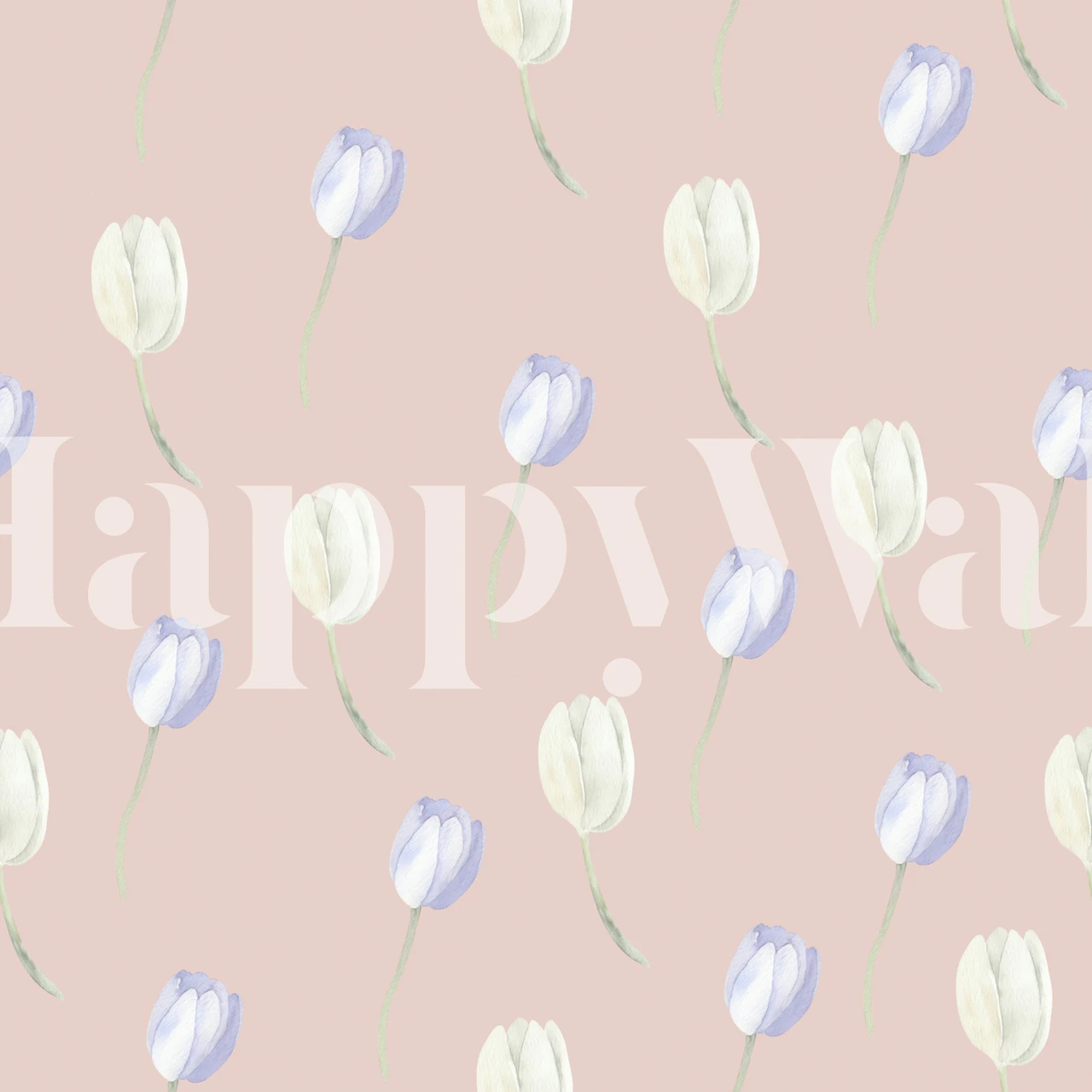 Pink background with delicate white and purple tulip flowers wallpaper