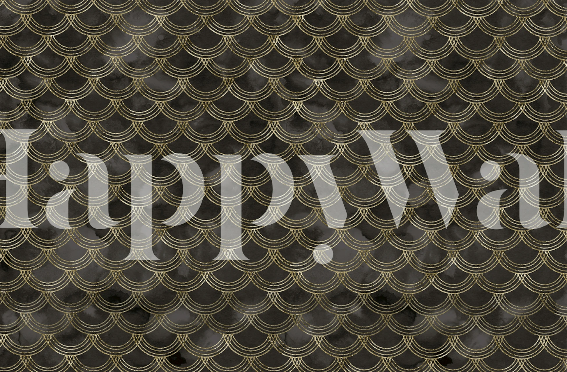 Golden scales wallpaper design in a room