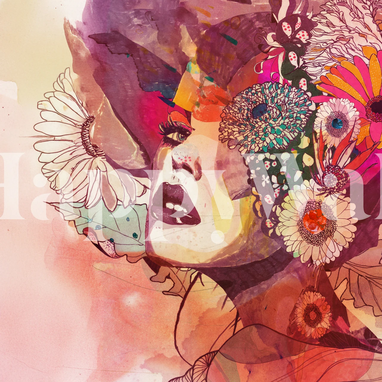 Tapeta kwiatowa Gerbera w pokoju