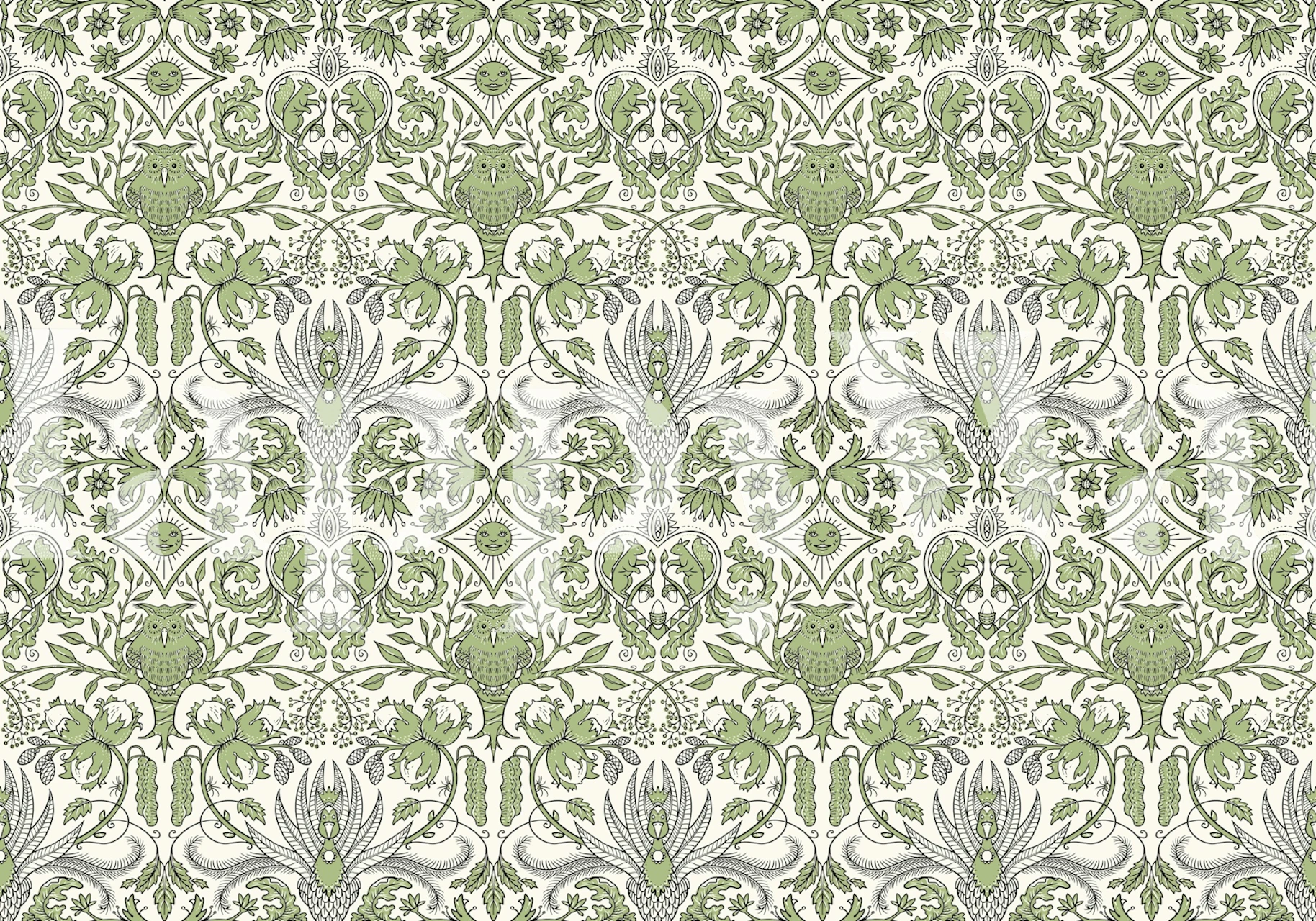 Majestic Owl Garden Tapete in einem Raum