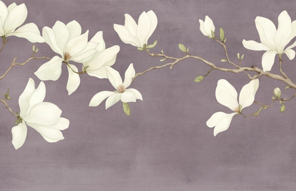 Graceful Magnolia Art Taupe Gray