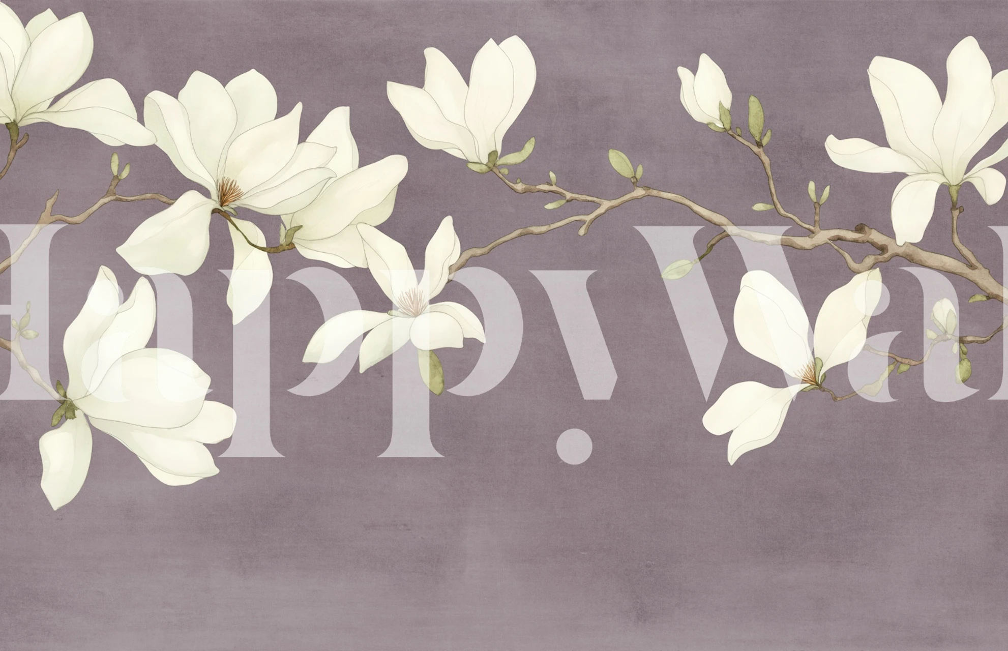 White magnolia flowers on taupe gray background wallpaper