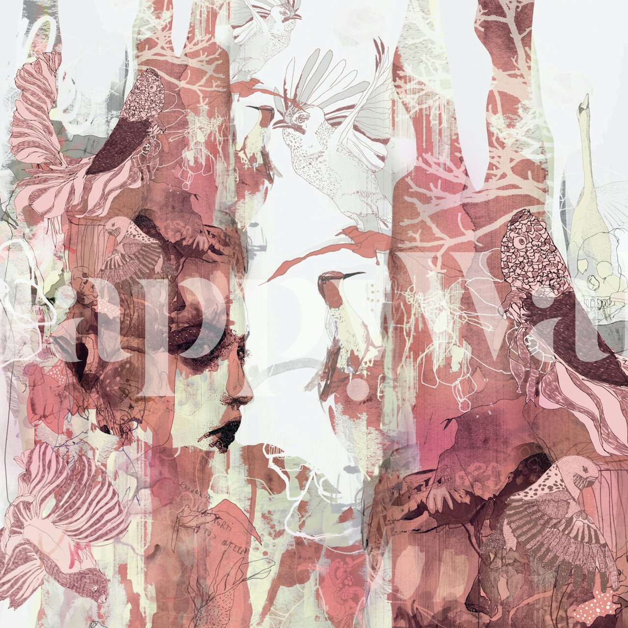 Whimsical floral patterns in shades of pink and red wallpaper